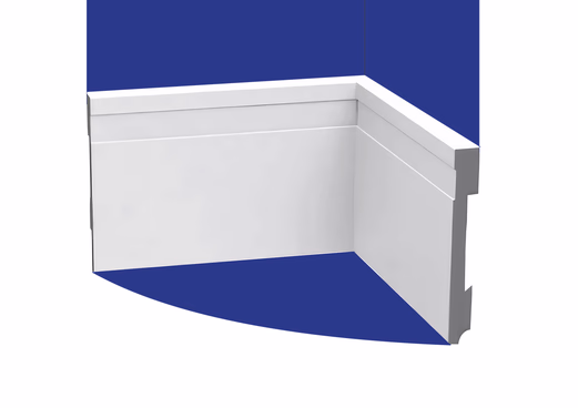 Rodapé de Poliestireno Com Friso Frisado Branco Altura 10 cm Reforçado Resistente à Umidade Impermeável Sustentável Cerrata